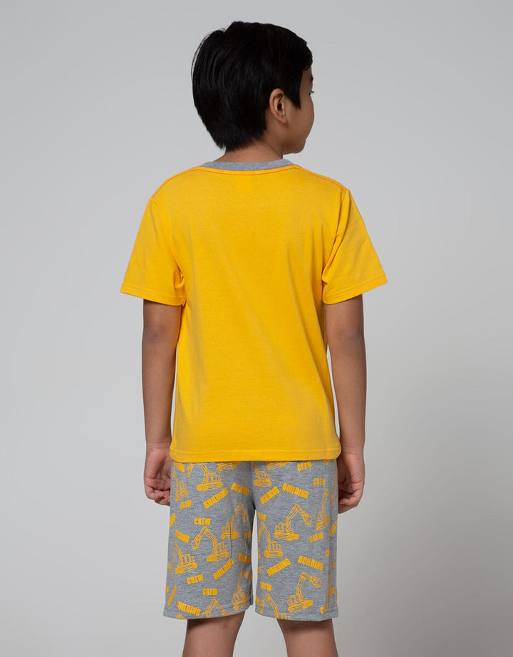 Little M Top - Bottom Set Transportation Fullprint Pants