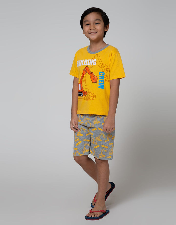 Little M Top - Bottom Set Transportation Fullprint Pants