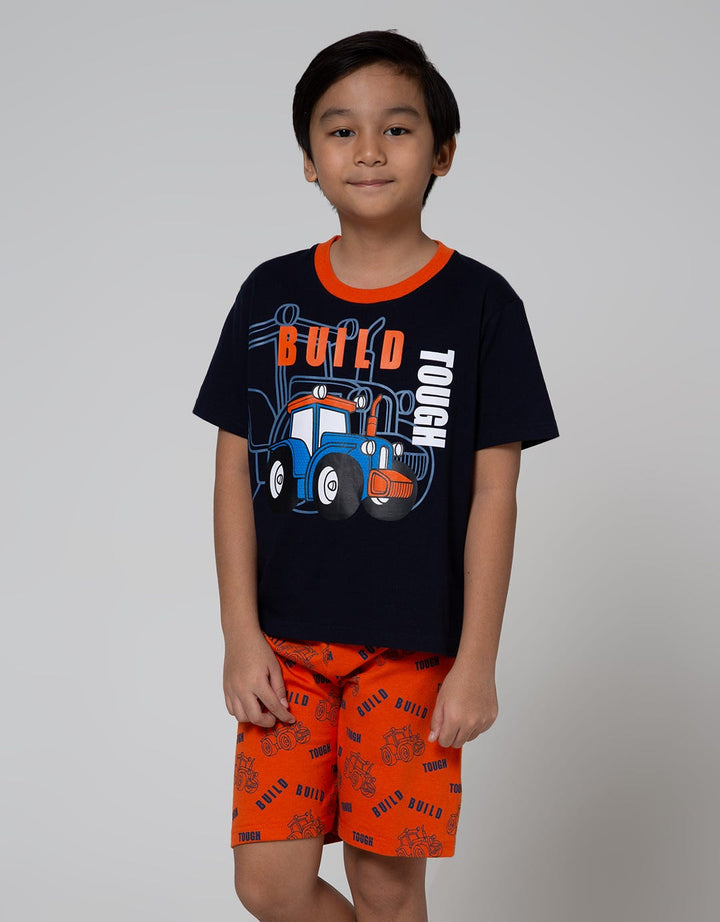 Little M Top - Bottom Set Transportation Fullprint Pants