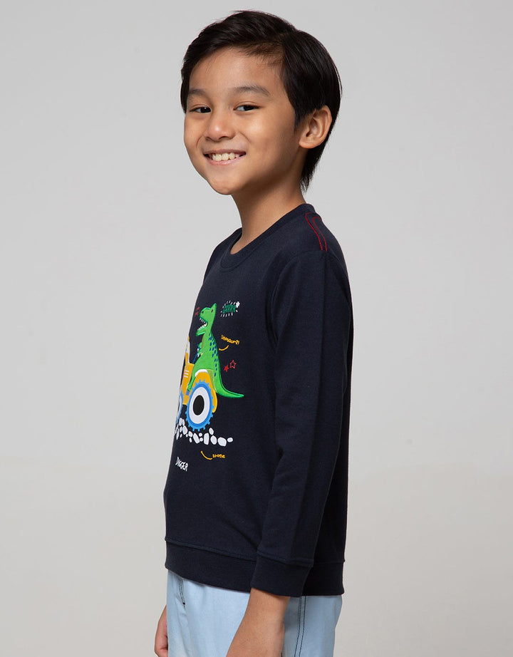 Little M Sweater Dino Excavator Bordir