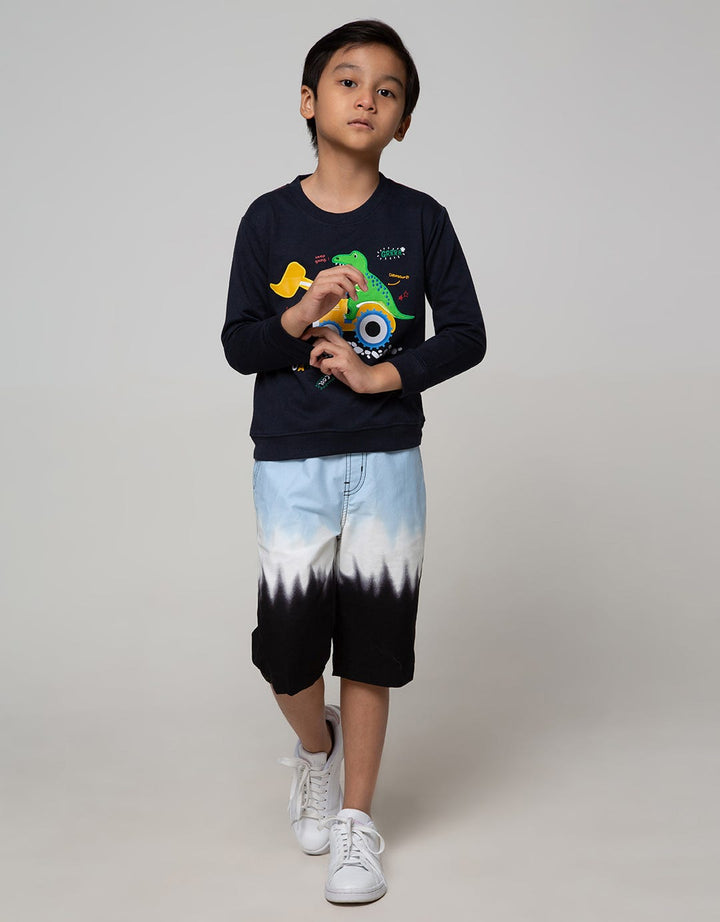 Little M Sweater Dino Excavator Bordir