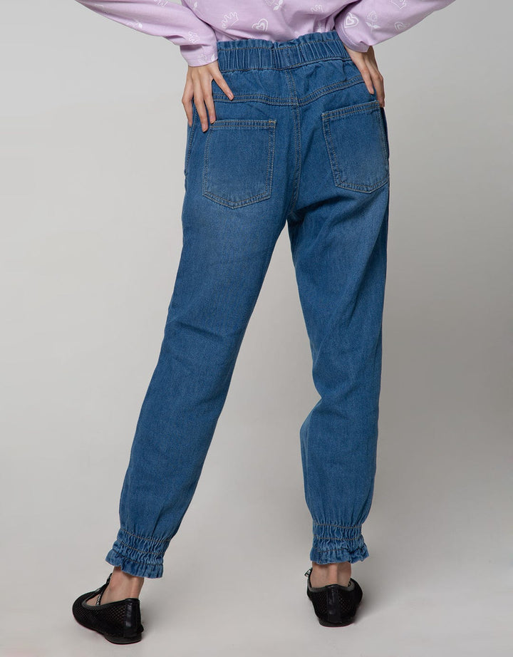Nevada Jogger Denim Elastic Waistband Top Bottom