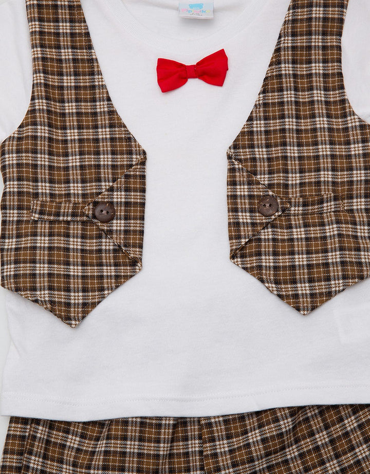 Pipiniko Top - Bottom Set Bow Tie Vest