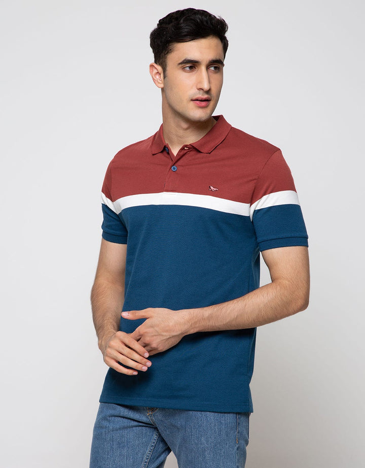 Walrus Men's Casual Short Sleeve Polo Shirt Striped Regular Fit