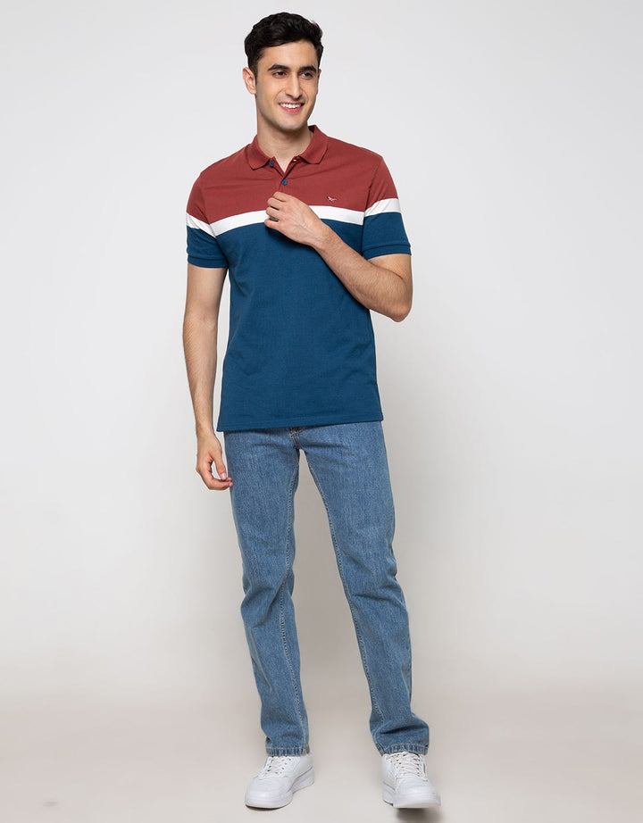 Walrus Men's Casual Short Sleeve Polo Shirt Striped Regular Fit