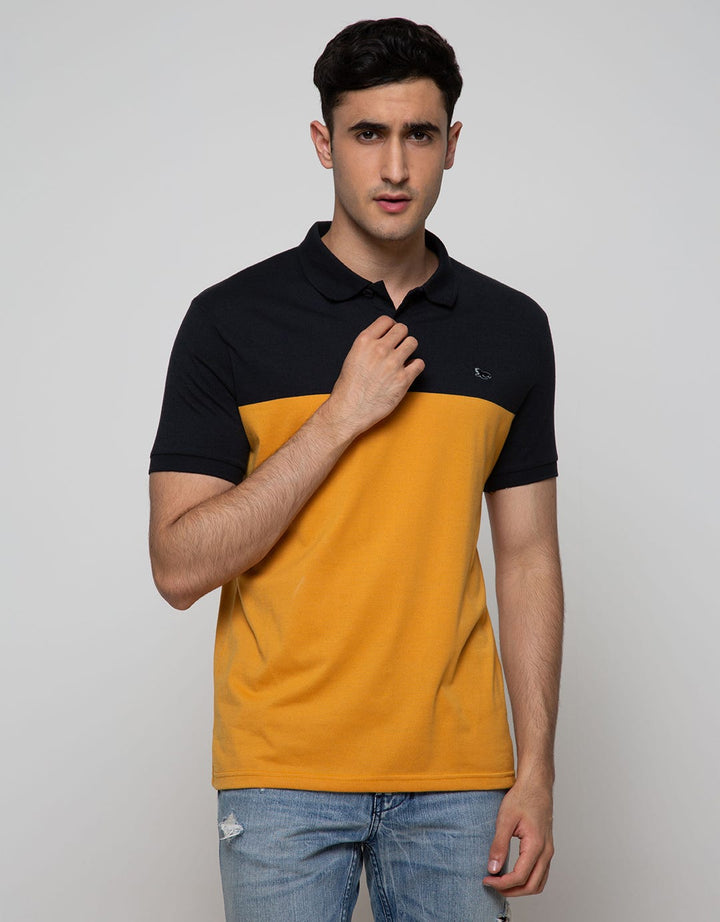 Walrus Men's Polo Shirt Two-Tone Contrast Stripe Motif
