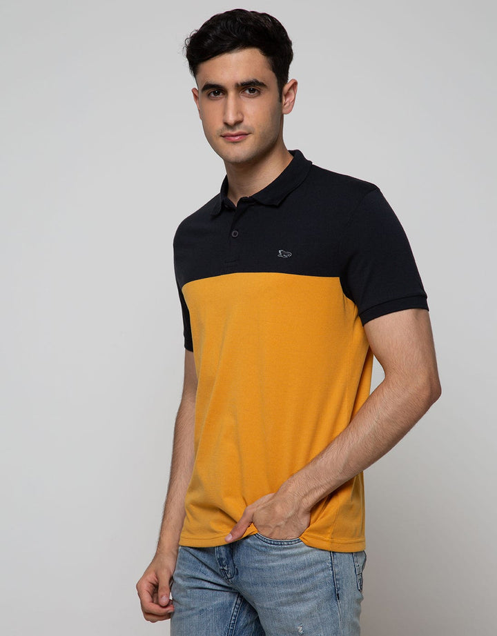 Walrus Men's Polo Shirt Two-Tone Contrast Stripe Motif