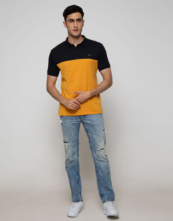 Walrus Men's Polo Shirt Two-Tone Contrast Stripe Motif