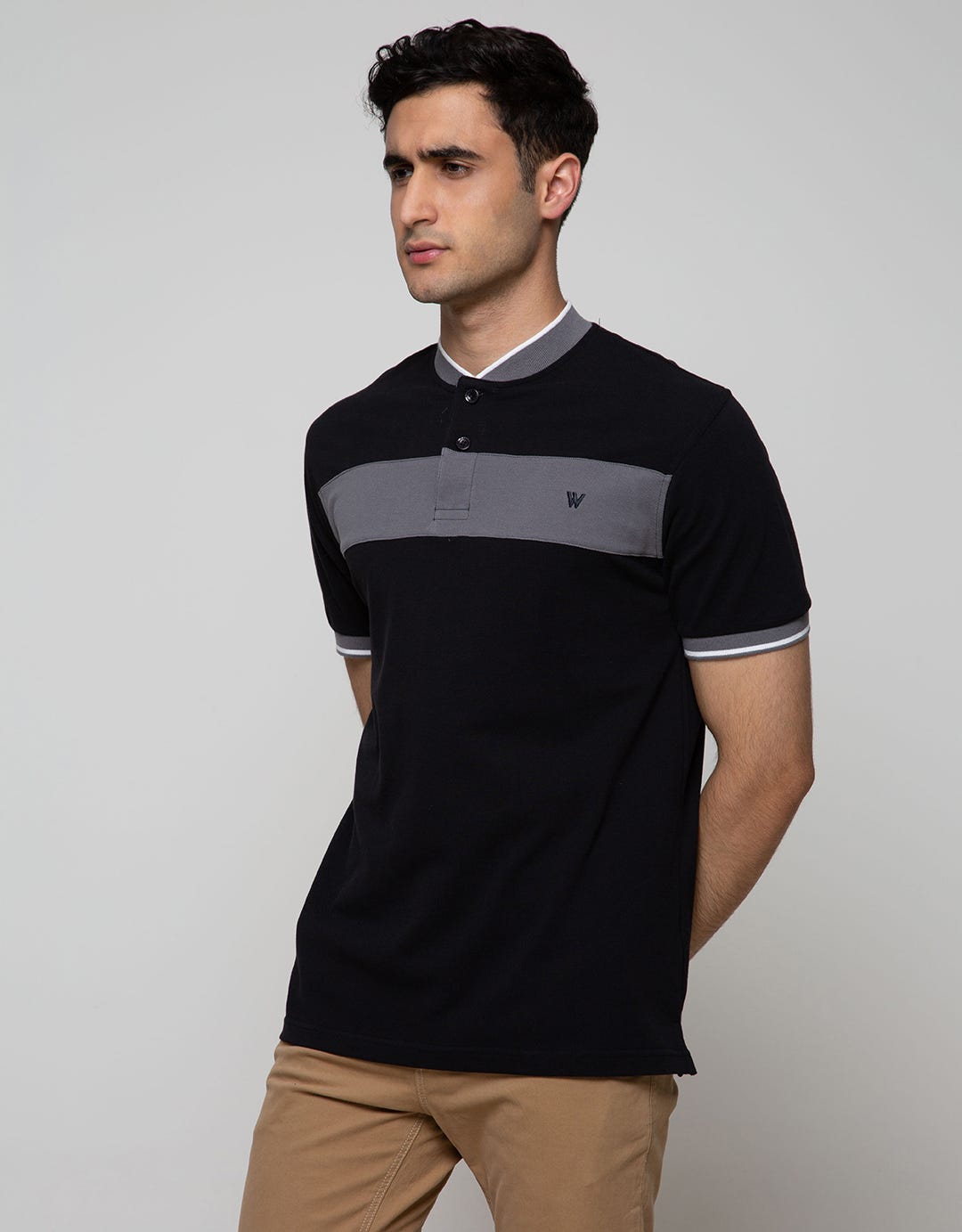 Walrus Studio Polo Neck Stripe T-Shirt