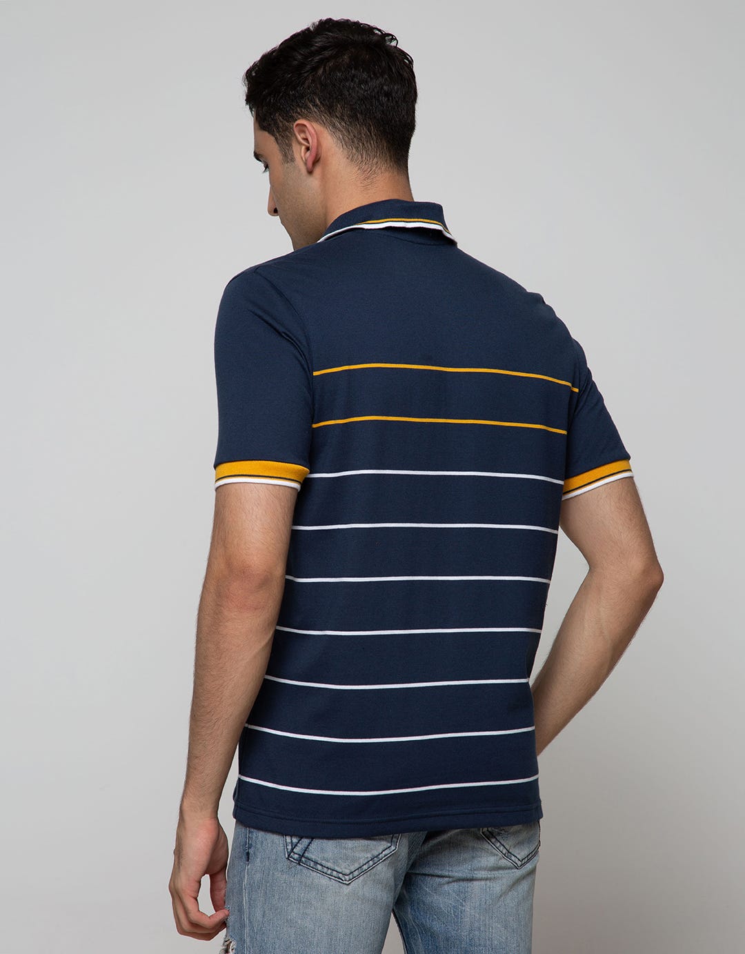 Walrus Kaos Polo Pria Motif Garis Kecil