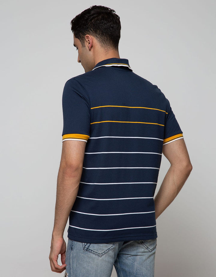 Walrus Kaos Polo Pria Motif Garis Kecil
