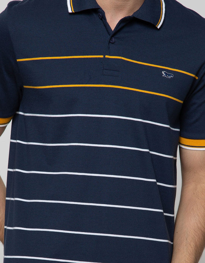 Walrus Kaos Polo Pria Motif Garis Kecil