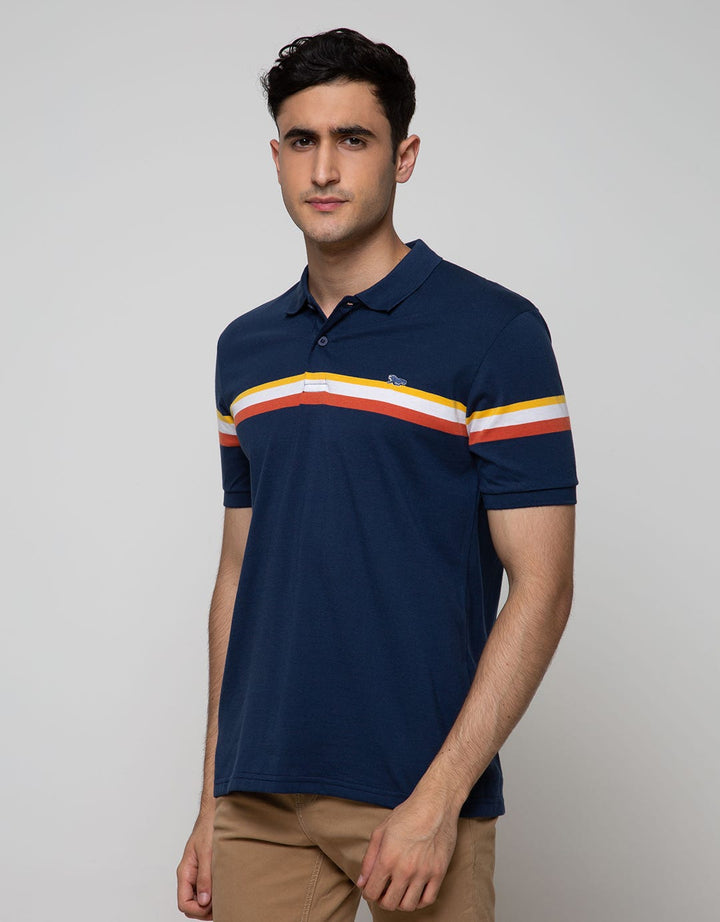 Walrus Men's Casual Short Sleeve Polo Shirt Striped Regular Fit