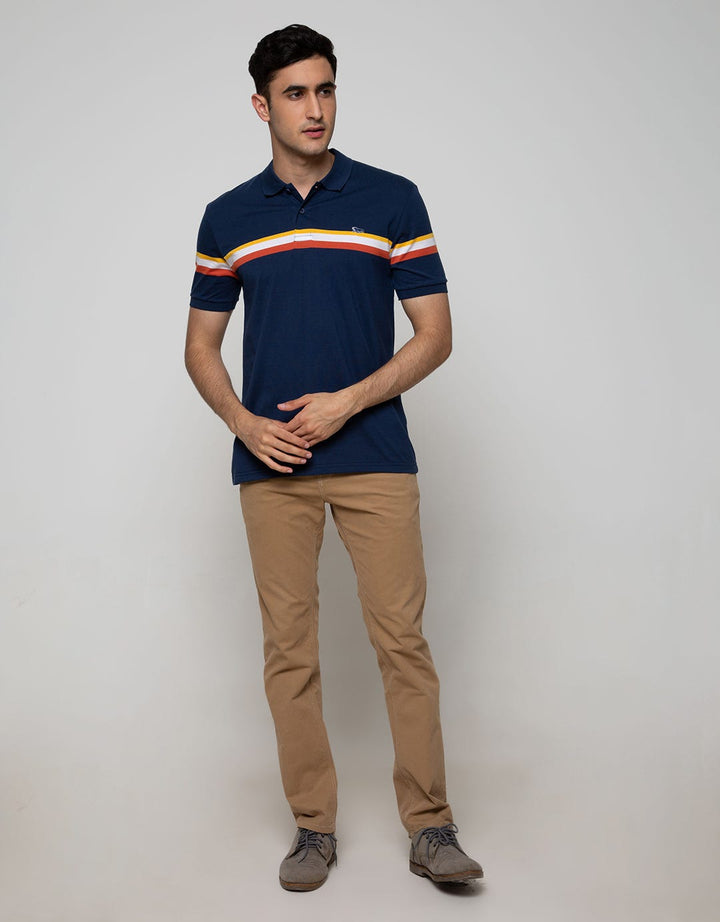 Walrus Men's Casual Short Sleeve Polo Shirt Striped Regular Fit