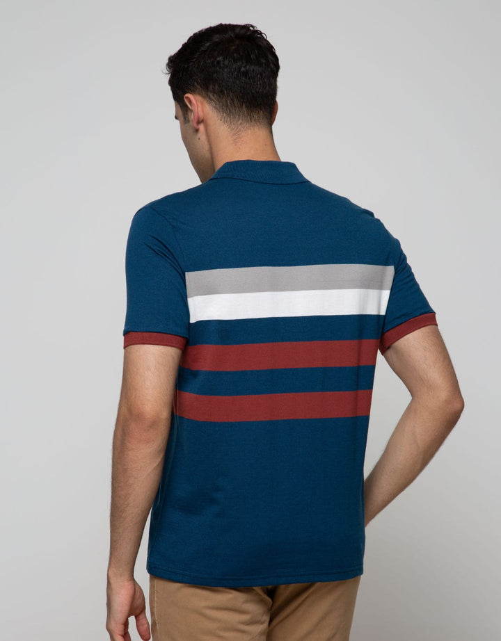 Walrus Men's Casual Short Sleeve Polo Shirt Striped Regular Fit