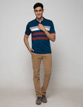 Walrus Men's Casual Short Sleeve Polo Shirt Striped Regular Fit