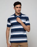 Walrus Men's Casual Short Sleeve Polo Shirt Striped Regular Fit
