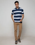 Walrus Men's Casual Short Sleeve Polo Shirt Striped Regular Fit