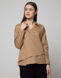 Details Long Sleeve Shirt Assym Large Collar