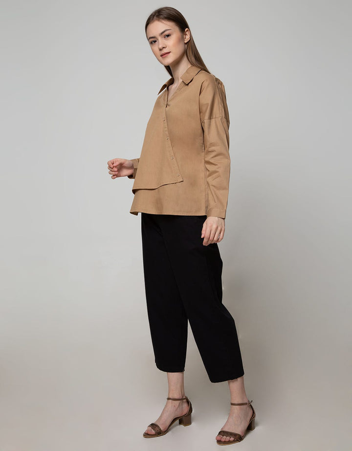 Details Long Sleeve Shirt Assym Large Collar