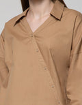 Details Long Sleeve Shirt Assym Large Collar