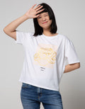 Details Short Sleeve T-Shirt Tee W Flow Gold Print 