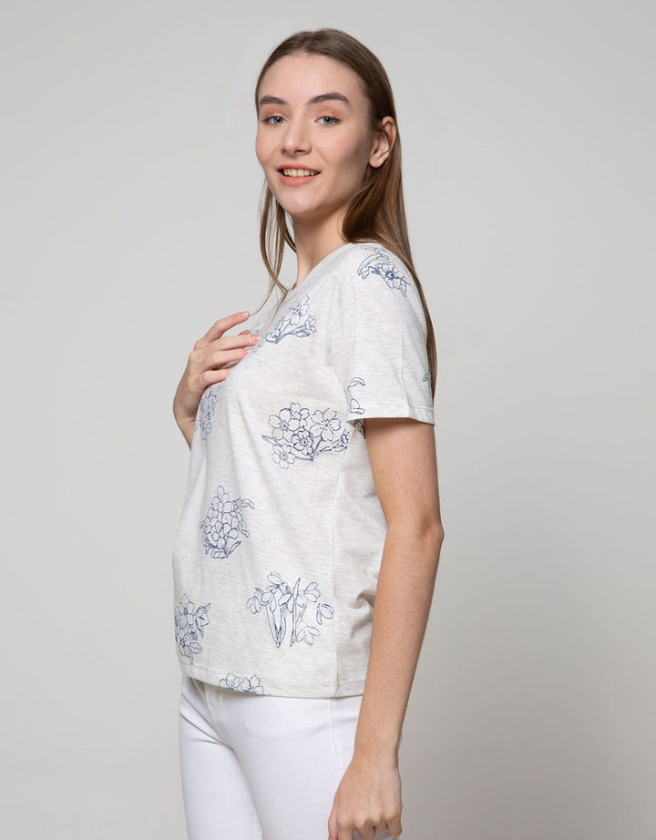 Details Short Sleeve T-Shirt Flower