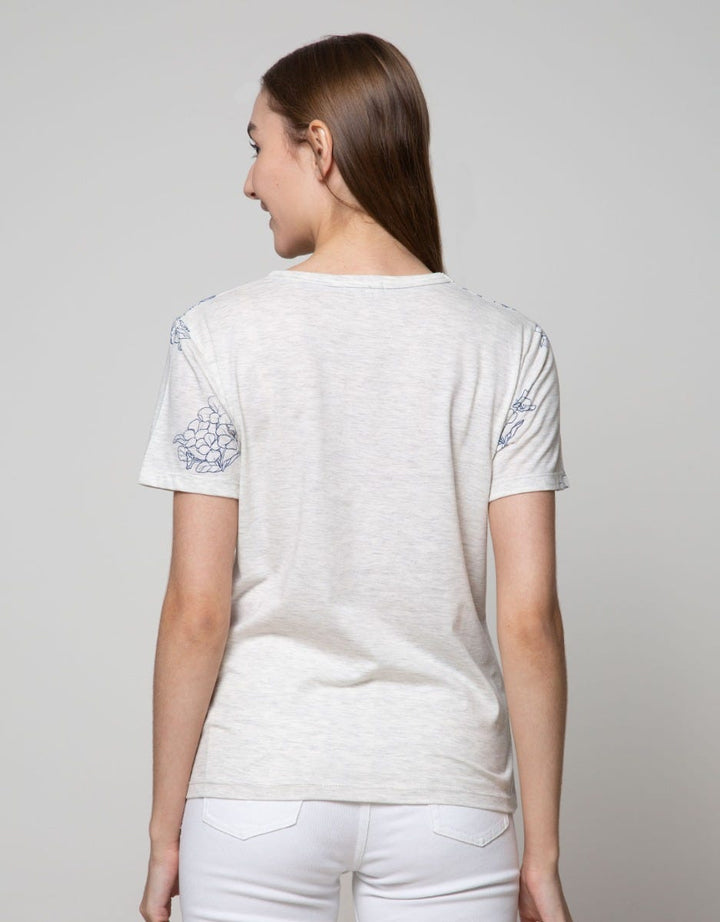 Details Short Sleeve T-Shirt Flower
