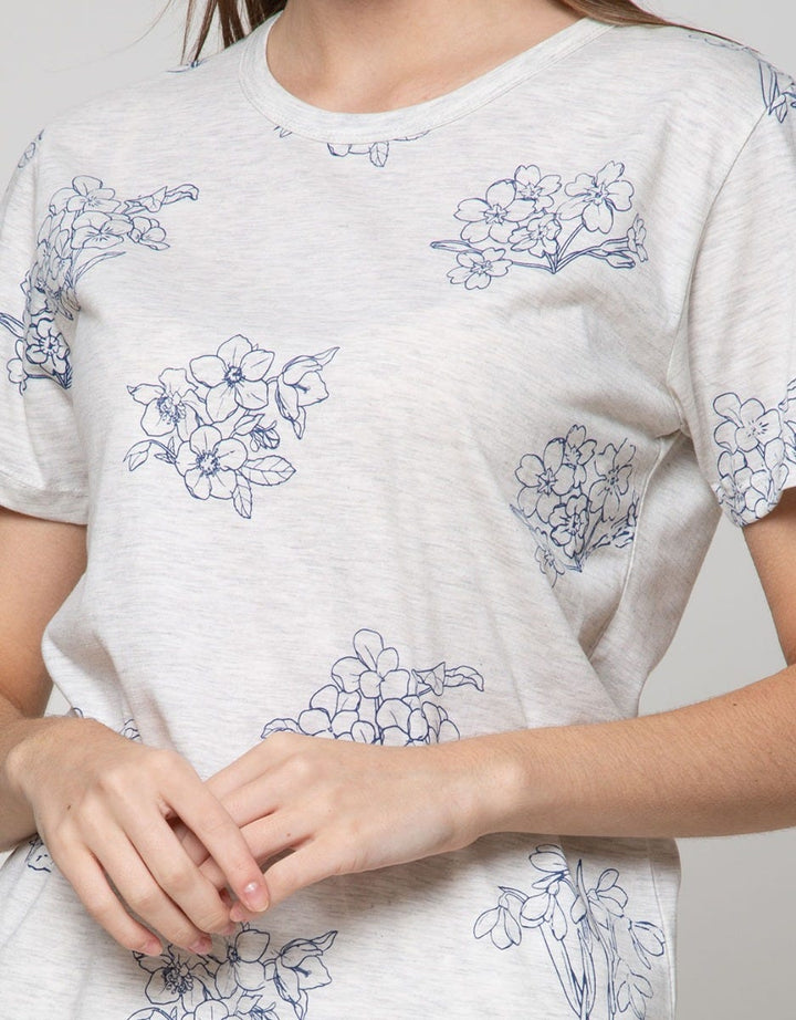 Details Short Sleeve T-Shirt Flower