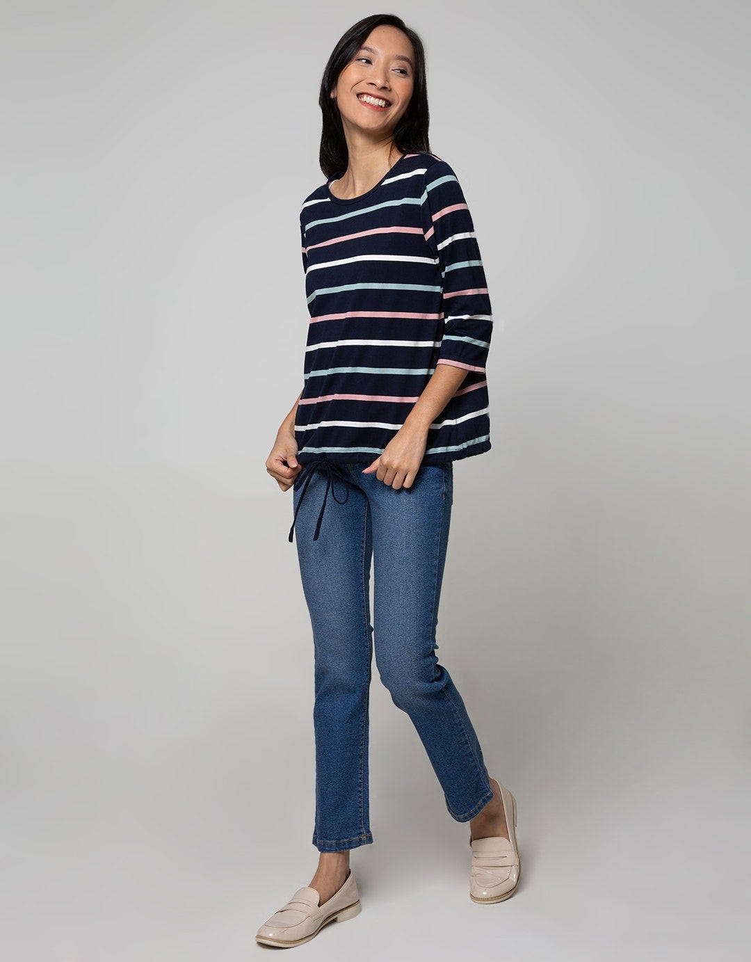Connexion T-Shirt Drawstring Stripes Colorful