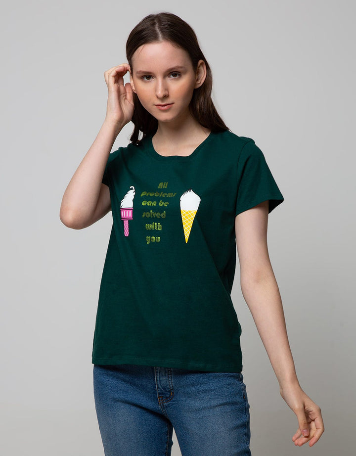 Nevada Short Sleeve T-Shirt Cartoon Cute Food Double Icream