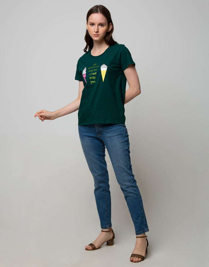 Nevada Short Sleeve T-Shirt Cartoon Cute Food Double Icream