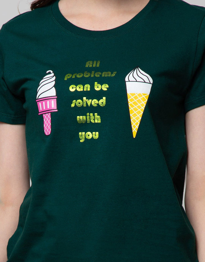 Nevada Short Sleeve T-Shirt Cartoon Cute Food Double Icream