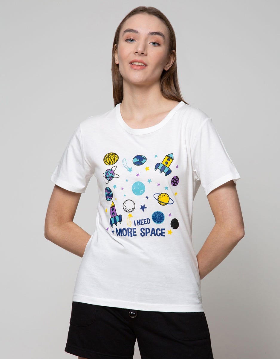 Nevada Short Sleeve T-Shirt Cute Space Print Chest 