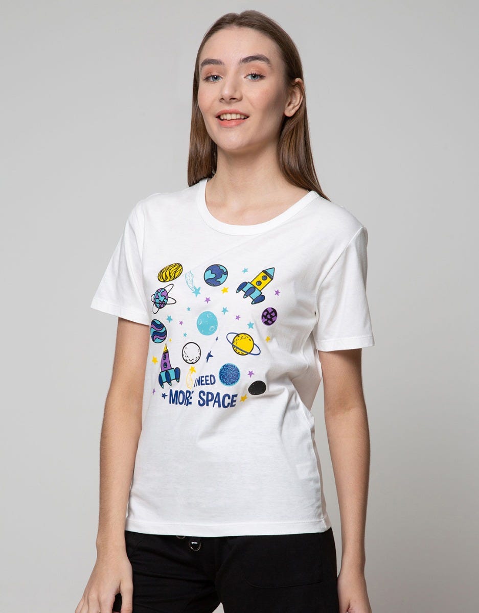 Nevada Short Sleeve T-Shirt Cute Space Print Chest 
