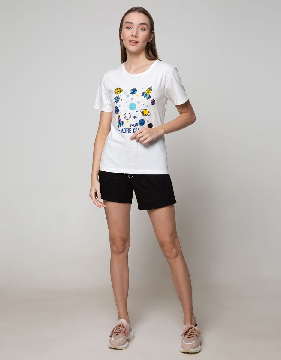 Nevada Short Sleeve T-Shirt Cute Space Print Chest 