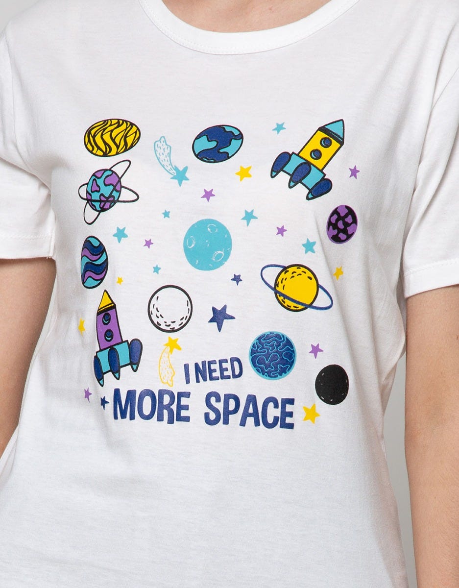 Nevada Short Sleeve T-Shirt Cute Space Print Chest 