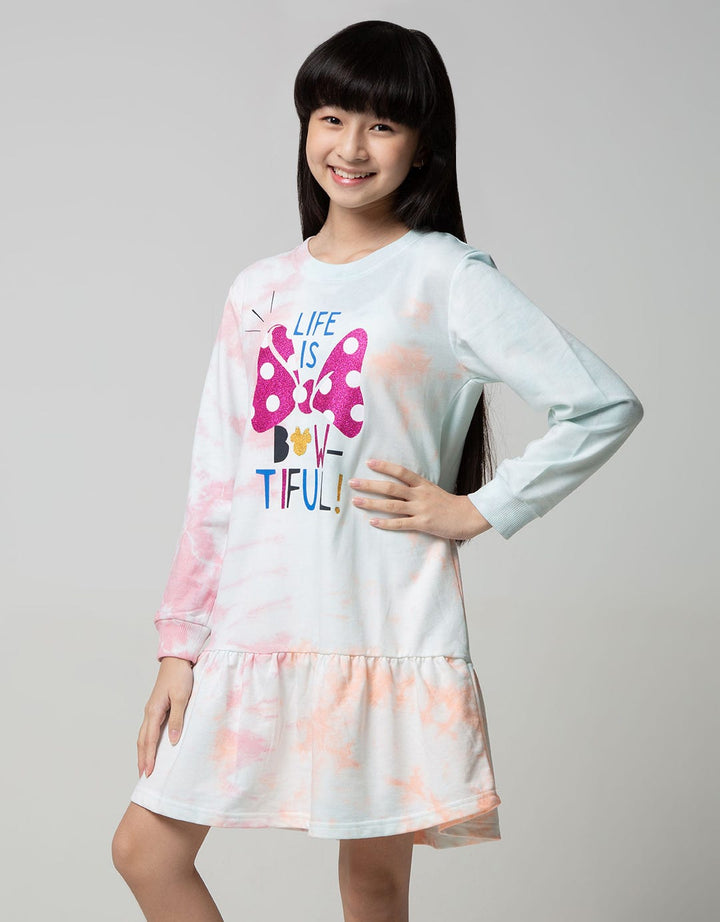 Disney Long Sleeve Midi Dress Tye Dy