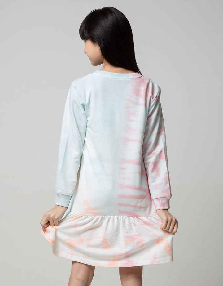 Disney Long Sleeve Midi Dress Tye Dy