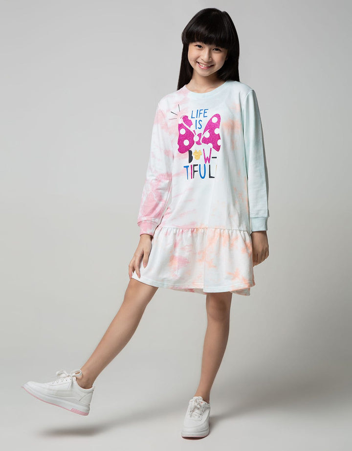 Disney Long Sleeve Midi Dress Tye Dy
