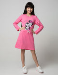 Disney Minnie Cute Ever Long Sleeve Midi Dress Pinggang Karet