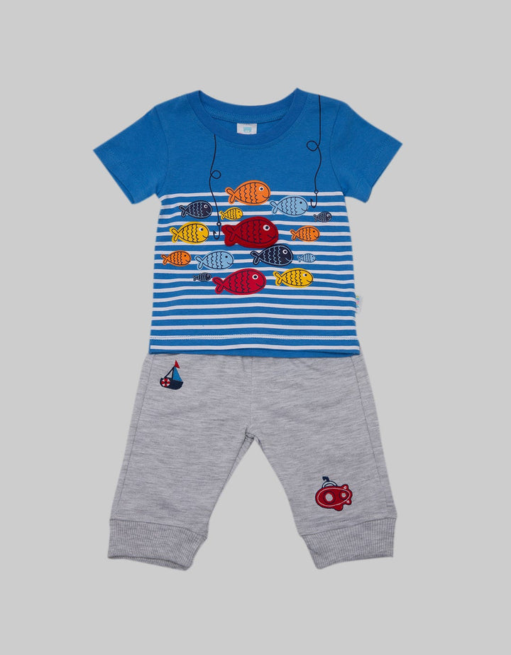 Pipiniko Top - Bottom Set Print Fish