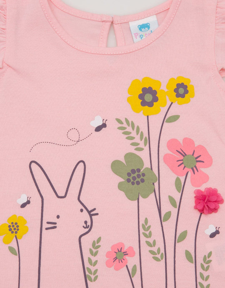 Pipiniko Short Sleeve T-Shirt Flower Application
