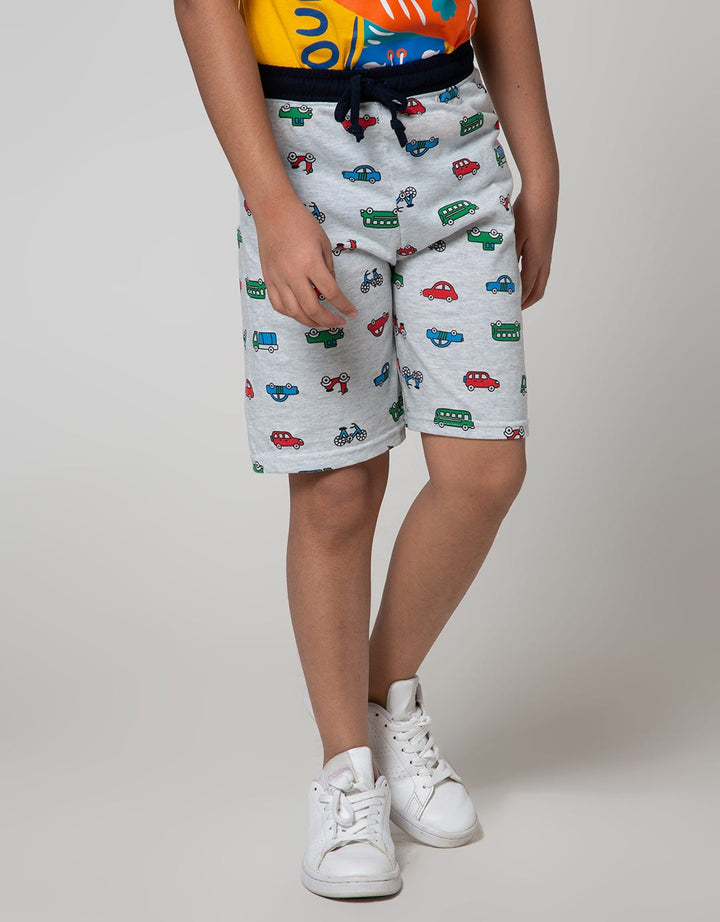 Little M Short Pants Knit Rubber Fullprint Car