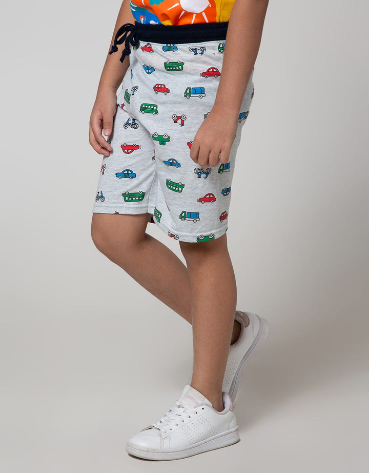 Little M Short Pants Knit Rubber Fullprint Car