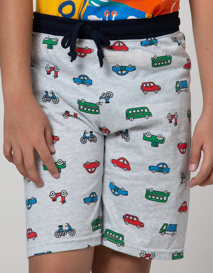Little M Short Pants Knit Rubber Fullprint Car