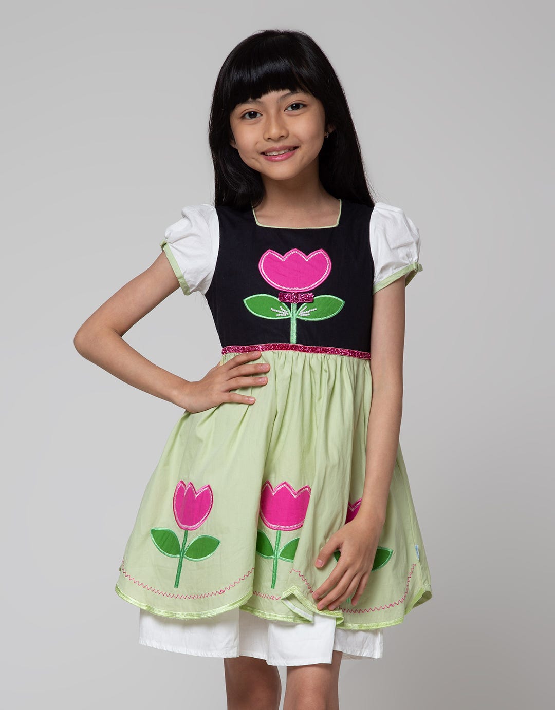 Donita Big Patch Flower Dress Casual