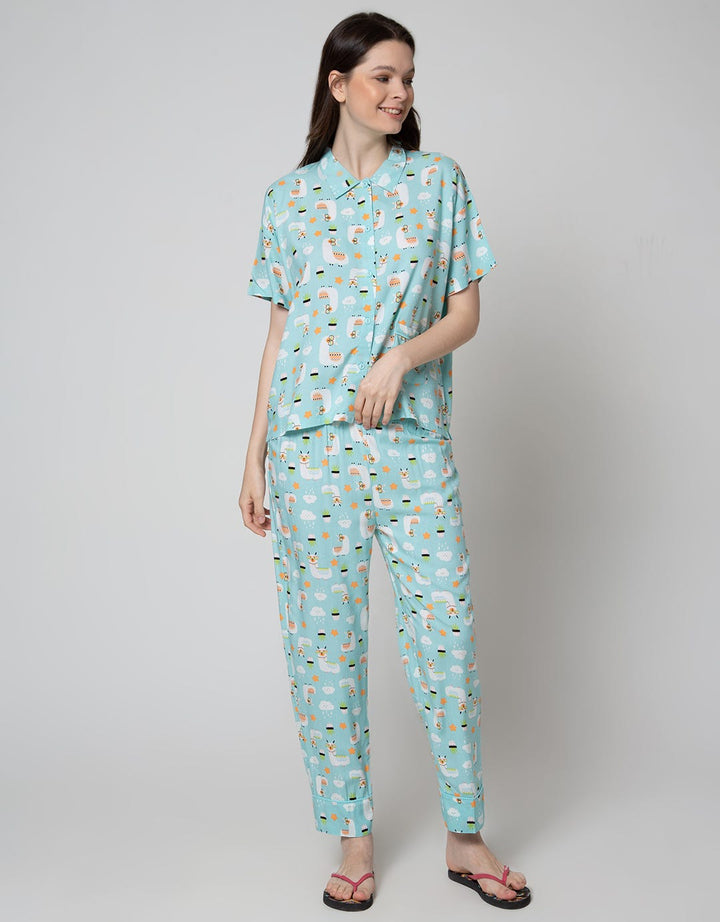 Nevada Short Sleeve Pyjama Pants Illama