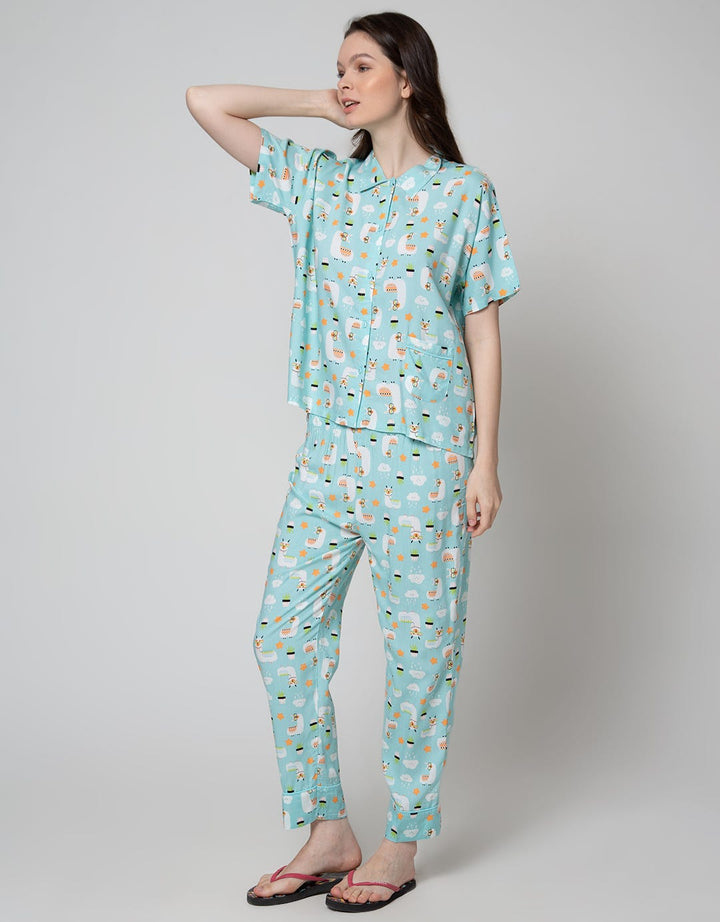 Nevada Short Sleeve Pyjama Pants Illama