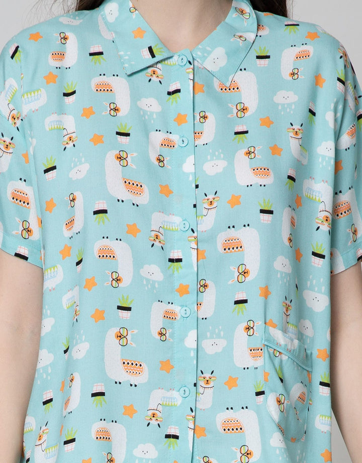 Nevada Short Sleeve Pyjama Pants Illama
